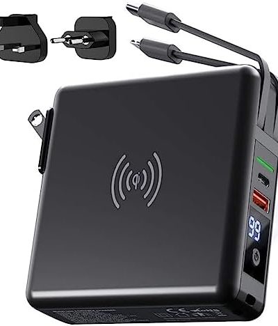 Pwr Travel - 5 in 1 Power Bank - Travel 5 in 1 Power Bank, Portable Charger with Ac Wall Plug &