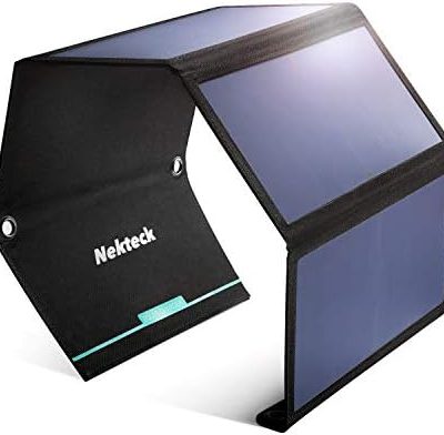 Nekteck 28W Portable Solar Panel Charger, 2 USB-A Ports, (5V/4.0A Max) 24% Efficient Maxeon Cells