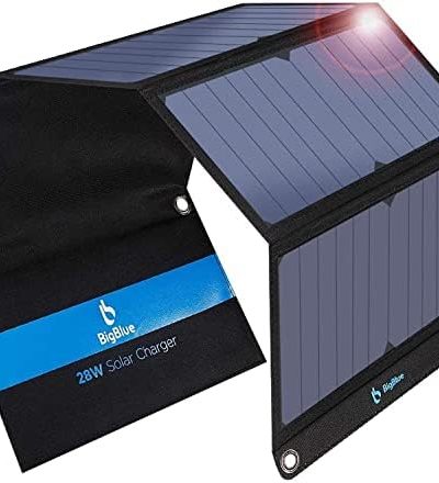 [Upgraded]BigBlue 3 USB-A 28W Solar Charger(5V/4.8A Max), Portable SunPower Solar Panel Charger for