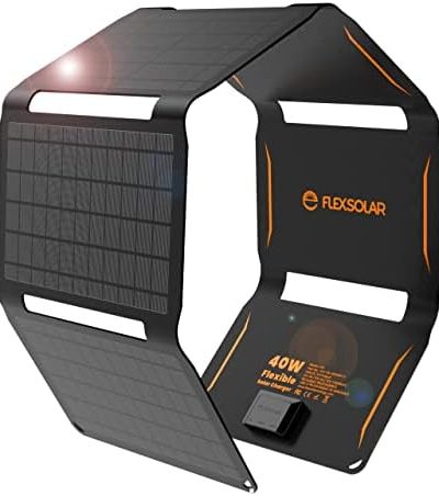 FlexSolar 40W Solar Chargers USB-A QC3.0 18W USB-C DC 40W Outputs Power Emergency ETFE Panels