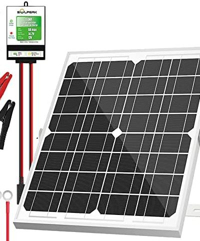 SOLPERK Solar Panel Kit 20W 12V, Solar Battery Trickle Charger Maintainer + Upgrade Controller +